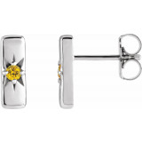 14K White Yellow Sapphire Starburst Bar Earrings - 87144604P photo