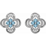 14K White Aquamarine & 1/5 CTW Diamond Clover Earrings - 86370714P photo 2