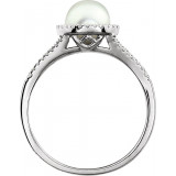 14K White Freshwater Cultured Pearl & 1/5 CTW Diamond Ring - 65130070001P photo 2
