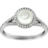 14K White Freshwater Cultured Pearl & 1/5 CTW Diamond Ring - 65130070001P photo 3