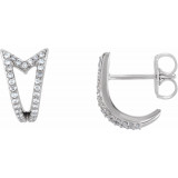 14K White 1/6 CTW Diamond Geometric J-Hoop Earrings - 86479600P photo
