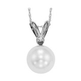 Gems One 14Kt White Gold Diamond (1/50Ctw) & Pearl (1/2 Ctw) Pendant - PPD7.5AAA-4W photo