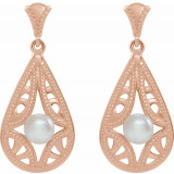 14K Rose Freshwater Cultured Pearl Vintage-Inspired Earrings - 86932602P photo 2