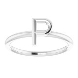 14K White Initial P Ring - 51895191P photo 3