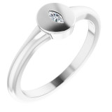 14K White .05 CT Diamond Signet Ring - 124356101P photo
