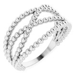 14K White Beaded Criss-Cross Ring - 51674600P photo