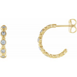 14K Yellow 3/8 CTW Diamond Beaded Hoop Earrings - 86685605P photo