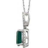 14K White Created Emerald & .03 CTW Diamond 18 Necklace - 651606102P photo 2
