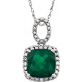 14K White Created Emerald & .03 CTW Diamond 18 Necklace - 651606102P photo