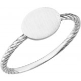 14K White Oval Engravable Rope Ring - 514041002P photo