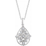 14K White 1/6 CTW Diamond Granulated Filigree 18 Necklace - 65260760002P photo