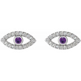 14K White Amethyst & White Sapphire Earrings - 86884624P photo 2