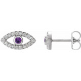 14K White Amethyst & White Sapphire Earrings - 86884624P photo