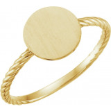 14K Yellow Round Engravable Rope Ring - 514011001P photo