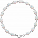 14K White Lab-Grown Opal Line 7 Bracelet - 651635100P photo