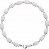 14K White Lab-Grown Opal Line 7 Bracelet - 651635100P photo