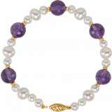 14K Yellow Freshwater Cultured Pearl & Amethyst 7.5 Bracelet - 650159101P photo