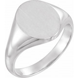 14K White 12x10 mm Oval Signet Ring - 5543112667P photo