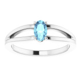 14K White Aquamarine Youth Solitaire Ring - 19401605P photo 3