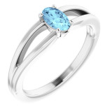 14K White Aquamarine Youth Solitaire Ring - 19401605P photo