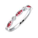 Gems One 14Kt White Gold Diamond (1/20Ctw) & Ruby (1/5 Ctw) Ring - RG84291-4WDR photo