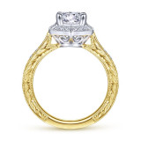 Gabriel & Co. 14k Two Tone Gold Art Deco Halo Engagement Ring - ER14499R4M44JJ photo 2
