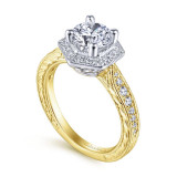Gabriel & Co. 14k Two Tone Gold Art Deco Halo Engagement Ring - ER14499R4M44JJ photo 3