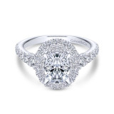 Gabriel & Co. 14k White Gold Rosette Double Halo Engagement Ring - ER13862O4W44JJ photo