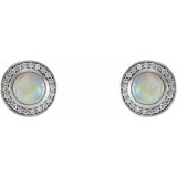 14K White 6 mm Opal & 1/5 CTW Diamond Halo-Style Earrings - 86481609P photo 2