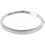 14K White 3 CTW Diamond Pave' Bangle 7 Bracelet - 65157960000P photo