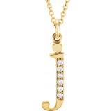 14K Yellow .025 CTW Diamond Lowercase Initial j 16 Necklace - 8580360028P photo