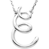 14K White Script Initial E 16 Necklace - 84635208P photo