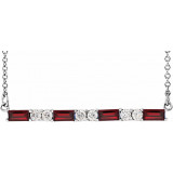 14K White Garnet & 1/5 CTW Diamond Bar 16-18 Necklace - 86790610P photo