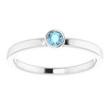 14K White 3 mm Round Aquamarine Ring - 718066191P photo 3