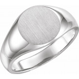 14K White 13 mm Round Signet Ring - 91298589P photo