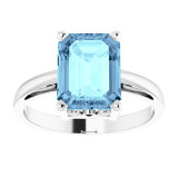 14K White Aquamarine Scroll Settingu00ae Ring - 70534102P photo 3
