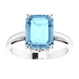 14K White Aquamarine Scroll Settingu00ae Ring - 70534102P photo 3