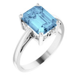 14K White Aquamarine Scroll Settingu00ae Ring - 70534102P photo