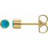 14K Yellow Turquoise Bezel-Set Earrings - 2000316601P photo