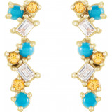 14K Yellow Turquoise, Honey Topaz & 1/10 CTW Diamond Scattered Bar Earrings - 87048608P photo 2