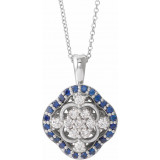 14K White Blue Sapphire & 1/3 CTW Diamond 16-18 Necklace - 86867620P photo
