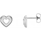 14K White 8.5x8 mm Heart Earrings - 860981002P photo