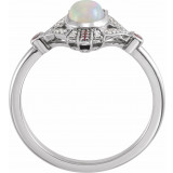 14K White Cabochon Ethiopian Opal, Pink Sapphire & .06 CTW Diamond Ring - 72093600P photo 2