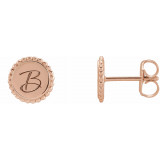 14K Rose Engravable Beaded Earrings - 86471602P photo 3