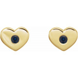 14K Yellow Blue Sapphire Heart Earrings - 86336655P photo 2