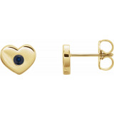 14K Yellow Blue Sapphire Heart Earrings - 86336655P photo