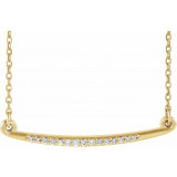 14K Yellow .05 CTW Diamond Curved Bar 16-18 Necklace - 86681601P photo