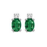 Gems One 14Kt White Gold Diamond (1/20Ctw) & Emerald (3/8 Ctw) Earring - NE328-4WCE photo