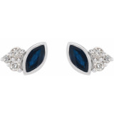 14K White Blue Sapphire & .05 CTW Diamond Earrings - 87095610P photo 2