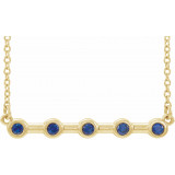 14K Yellow Blue Sapphire Bezel-Set Bar 18 Necklace - 868406136P photo